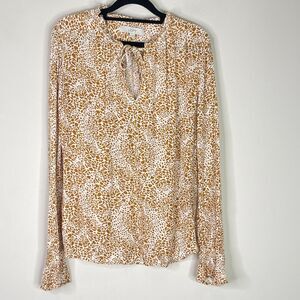 LOFT 2020 Animal Cheetah Print Peasant Blouse Women's Size Small